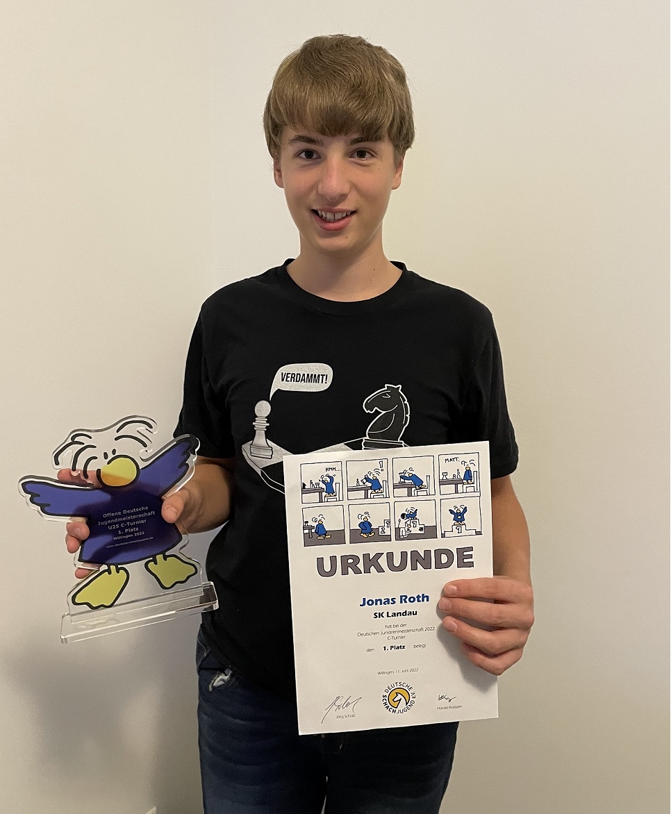 Jonas Roth (U14, SK Landau), Sieger der ODJM U25 C			    Foto: privat